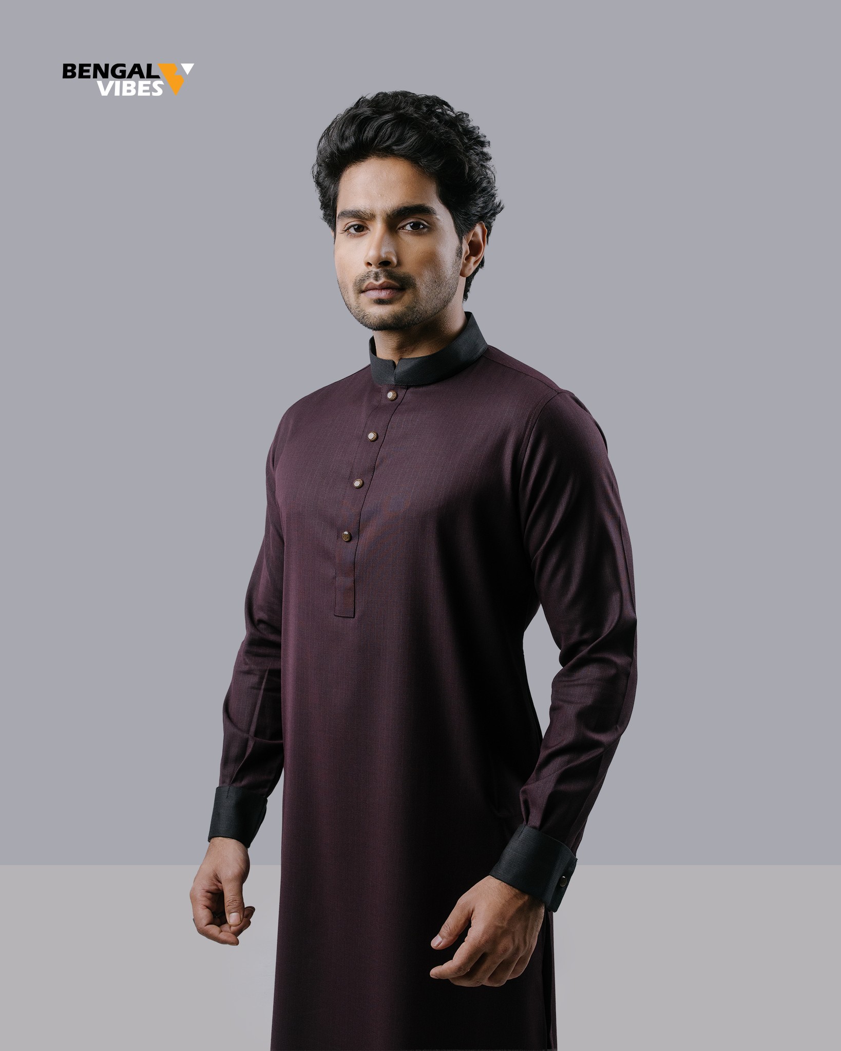 Noir Maroon Accent Panjabi
