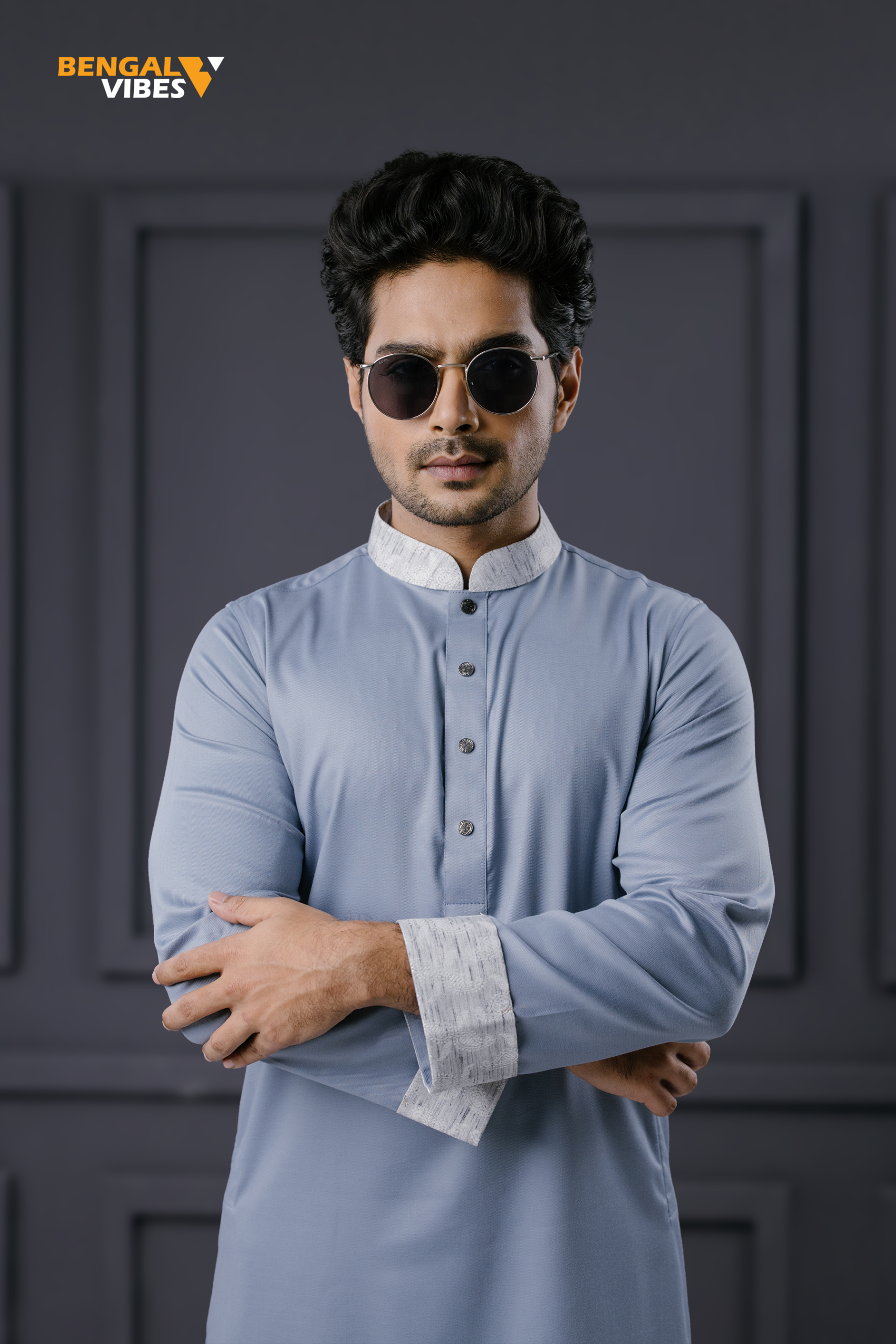 Ice Blue Contrast Panjabi