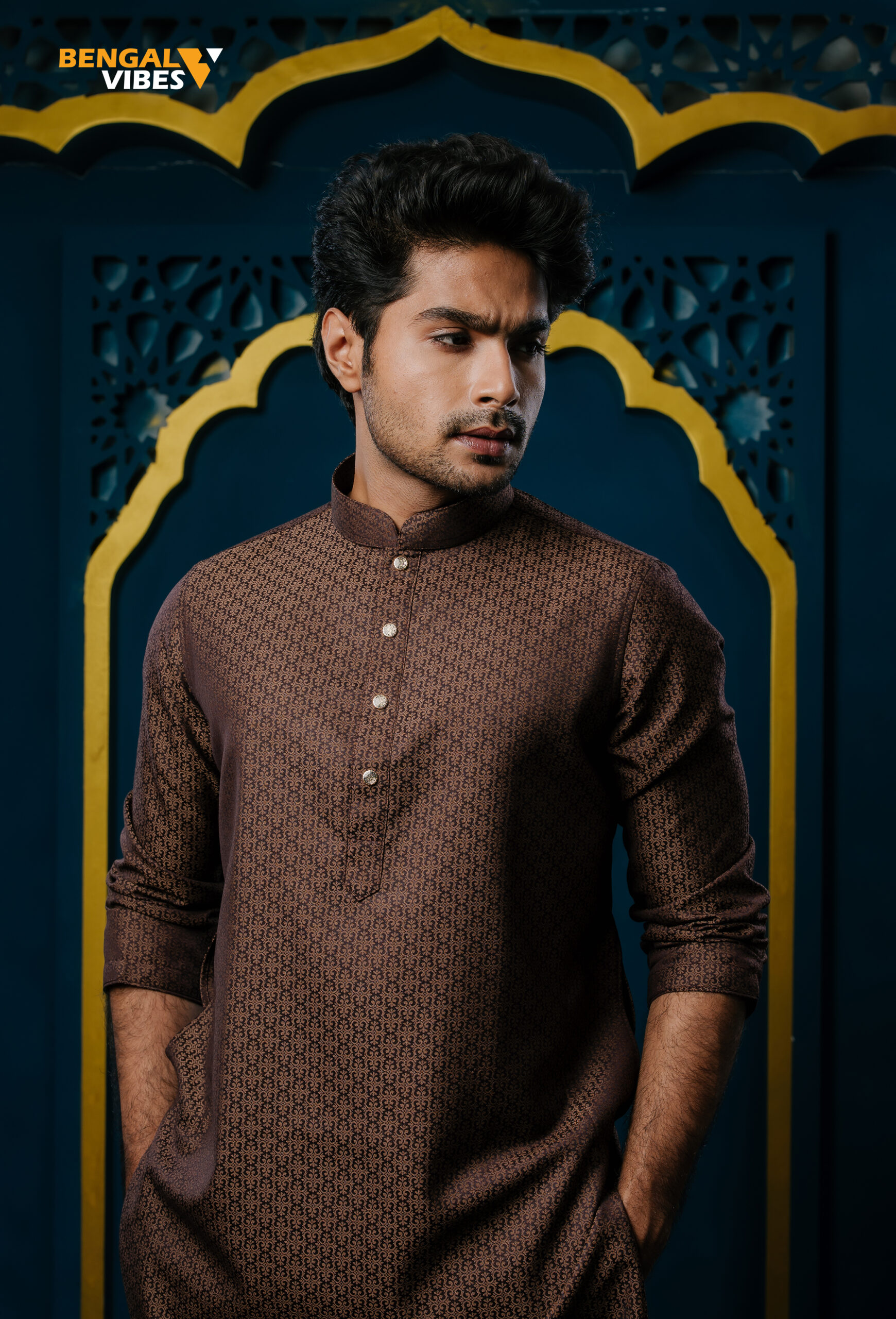 Brown Sultan Pattern Panjabi
