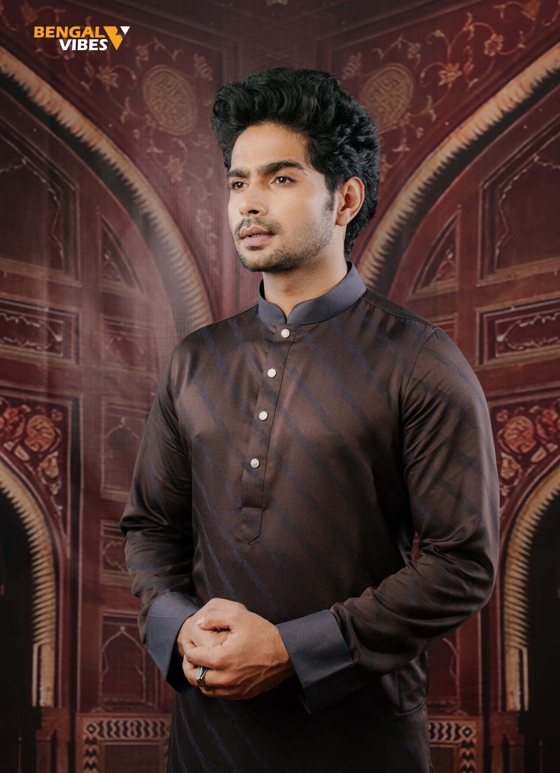 Brown Maroon Edge Panjabi