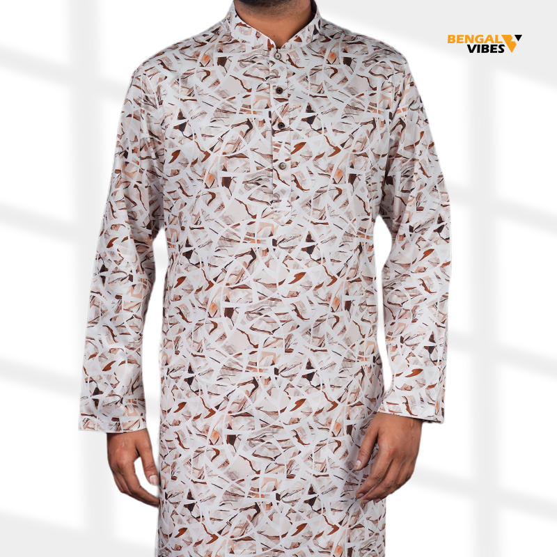 Alpine Ivory Print Panjabi