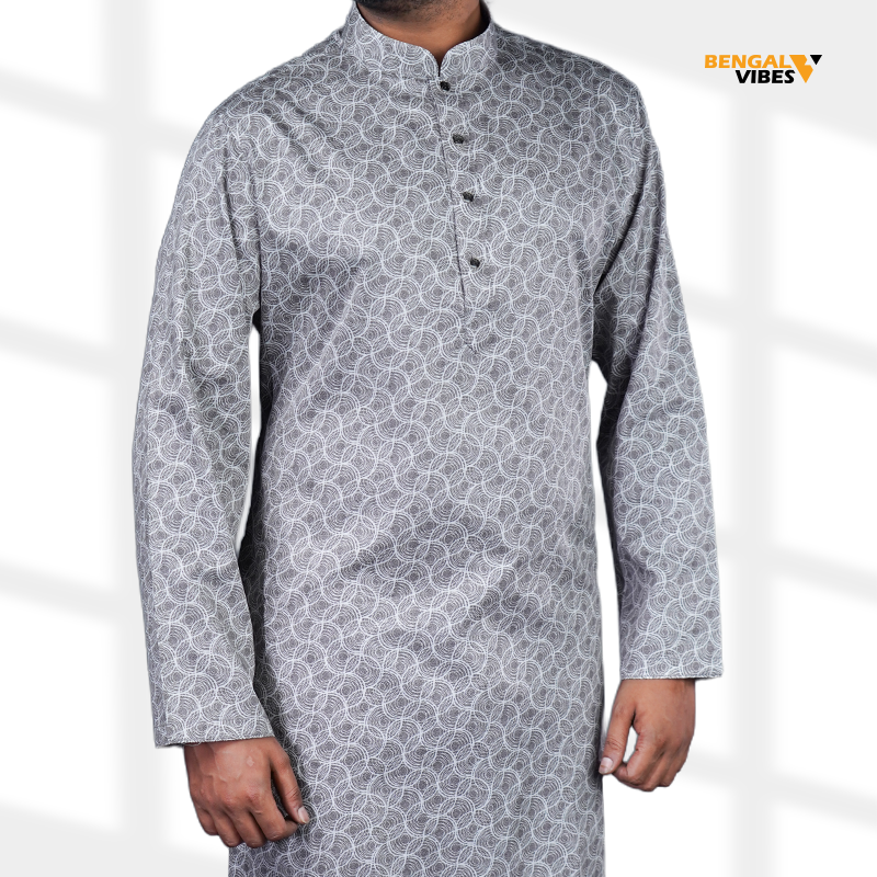 Ash Minimal Print Panjabi