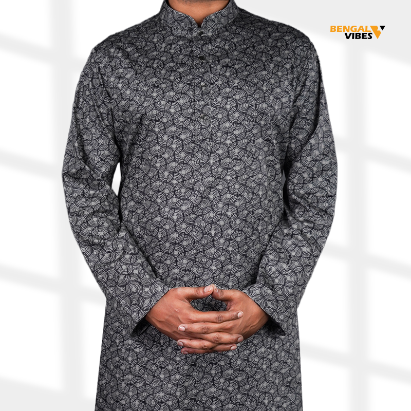 Charcoal Zen Print Panjabi