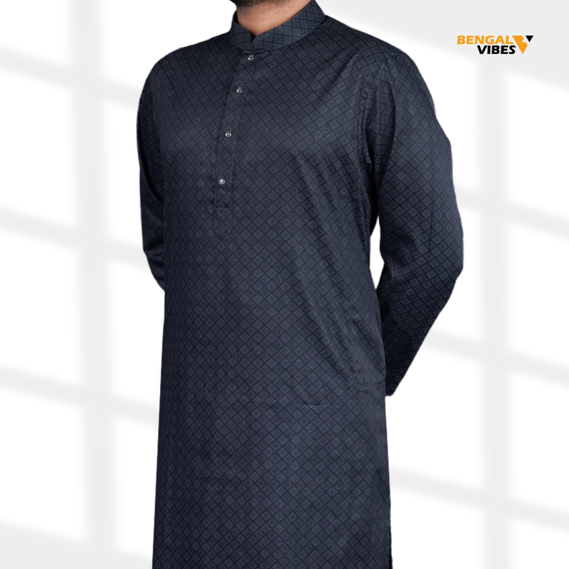 Navy Diamond Pattern Panjabi